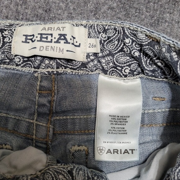 Ariat Real Jeans Women 26R Mid Rise Boot Stretch Cowgirl Thick Stitch Distressed - Picture 4 of 10